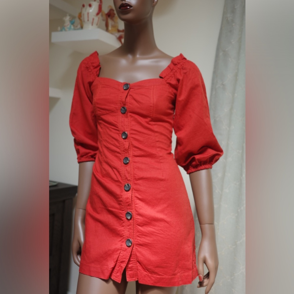 SUBOO Rising Sun Linen Mini Dress.  Send OFFERS - Picture 6 of 14